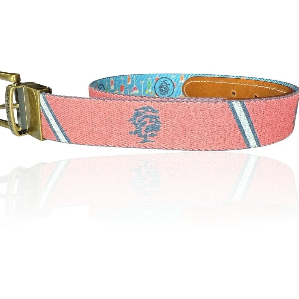 Doc Murphy Palm Beach Reversible Belt Pink‎ Navy Logo/Blue Cocktail Golf Preppy